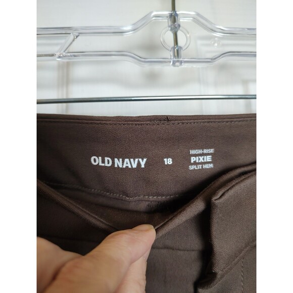New Old Navy Size 18 High Rise Pixie Full Length Split Hem Pants Brown Trousers - Picture 5 of 8